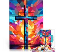 Puzzle 1000 pezzi per adolescenti Croce di Gesù Cristo in vetro Giocattolo educativo antistress offerte come regali per tutta la famiglia 50x70cm
