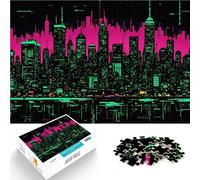 Puzzle 1000 pezzi per adolescenti Crollo dello skyline al neon Per il divertimento in famiglia con poster abbinato e foglio di quiz 75x50cm