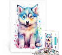 Puzzle 1000 pezzi per adolescenti Cucciolo di husky siberiano Giocattolo educativo per l'apprendimento Giocattoli per la decorazione della casa 75x50cm
