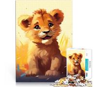 Puzzle 1000 pezzi per adolescenti Cucciolo di leone carino Per il divertimento in famiglia con pezzi completamente interconnessi di forma casuale 75x50cm