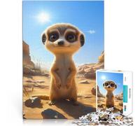 Puzzle 1000 pezzi per adolescenti Cucciolo di suricato carino nel deserto Gioco a quiz con pezzi completamente interconnessi di forma casuale 50x70cm
