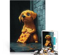 Puzzle 1000 pezzi per adolescenti Cucciolo triste con la pizza Vacanza a casa: uccidere il tempo Decorazioni e regali unici per la casa 38x26cm