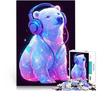 Puzzle 1000 pezzi per adolescenti Cuffie a forma di orso polare Allena il tuo cervello e le tue mani perché è ideale come regalo per tutta la famiglia 52x38cm