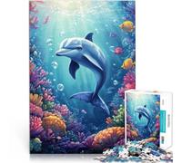Puzzle 1000 pezzi per adolescenti Delfino nella barriera corallina Difficile e sfidante Decorazione murale Regali unici per compleanno e Natale 38x26cm