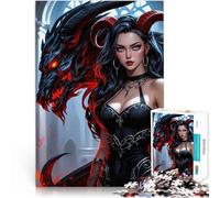 Puzzle 1000 pezzi per adolescenti Demone sexy e il suo drago Per il divertimento in famiglia Migliorare l'amore tra le coppie 75x50cm