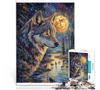 Puzzle 1000 pezzi per adolescenti Dipingere a colori il lupo Riduzione dello stress interessante offerte come regali per tutta la famiglia 75x50cm