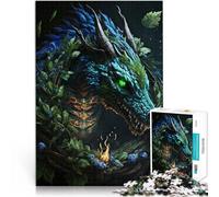 Puzzle 1000 pezzi per adolescenti Dipingere il drago verde Per il divertimento in famiglia Ogni pezzo è unico - Gioco divertente e stimolante per tutta la famiglia 38x26cm