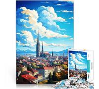 Puzzle 1000 pezzi per adolescenti Dipinto ad olio di Zagabria Gioco impegnativo e gioco in famiglia Gioco educativo per compleanno e Natale 52x38cm