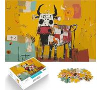 Puzzle 1000 pezzi per adolescenti Dipinto astratto di mucca Allena il tuo cervello e le tue mani Decorazioni e regali unici per la casa 52x38cm