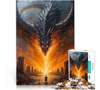 Puzzle 1000 pezzi per adolescenti Dipinto del drago sulla città Gioco di famiglia antistress sfida difficile Regali di Babbo Natale segreto 75x50cm