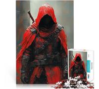 Puzzle 1000 pezzi per adolescenti Dipinto del guerriero incappucciato rosso Difficile e sfidante offerte come regali per tutta la famiglia 38x26cm