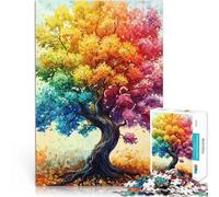 Puzzle 1000 pezzi per adolescenti Dipinto di albero arcobaleno Giochi educativi Decorazione della casa Adatto per la decorazione del desktop 52x38cm