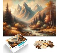 Puzzle 1000 pezzi per adolescenti Dipinto di un sereno ruscello di montagna sfida educativa Migliorare l'amore tra le coppie 52x38cm