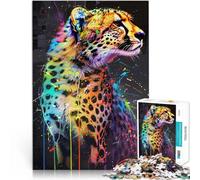 Puzzle 1000 pezzi per adolescenti Dipinto Popart del ghepardo Vacanza a casa: uccidere il tempo Regalo di compleanno, regali, arte murale 38x26cm