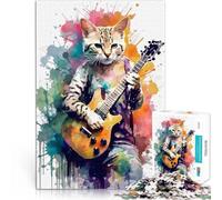Puzzle 1000 pezzi per adolescenti Dipinto umano di gatto Giocattoli educativi per l'apprendimento Giochi per famiglie decorazione murale 38x26cm