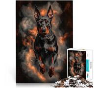 Puzzle 1000 pezzi per adolescenti Doberman nel fumo per il giocattolo di sfida del gioco educativo Adatto per la decorazione del desktop 75x50cm
