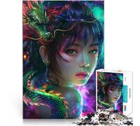 Puzzle 1000 pezzi per adolescenti Donna asiatica un drago Giocattoli di gioco impegnativi Attività divertenti a casa, regali di compleanno, regali di viaggio, 38x26cm