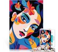 Puzzle 1000 pezzi per adolescenti Donna astratta con fiori giochi divertenti per famiglie con pezzi completamente interconnessi di forma casuale 38x26cm