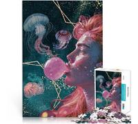 Puzzle 1000 pezzi per adolescenti Donna che soffia bolle con meduse Gioco impegnativo Attività divertenti a casa, regali di compleanno, regali di viaggio, 75x50cm