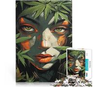 Puzzle 1000 pezzi per adolescenti Donna circondata da foglie Giocattoli Giochi Educativi Antistress con poster abbinato e foglio di quiz 50x70cm