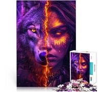 Puzzle 1000 pezzi per adolescenti Donna lupo arancione brillante Giocattoli per l'intrattenimento in famiglia Regali di compleanno 38x26cm