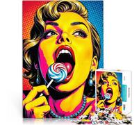Puzzle 1000 pezzi per adolescenti Donna Pop Art con lecca-lecca Per il divertimento in famiglia Regalo di compleanno, regali, arte murale 75x50cm