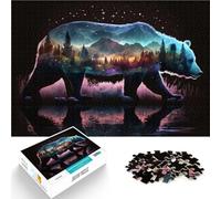 Puzzle 1000 pezzi per adolescenti Doppia esposizione dell'orso selvaggio Rompicapo Ogni pezzo è unico - Gioco divertente e stimolante per tutta la famiglia 38x26cm