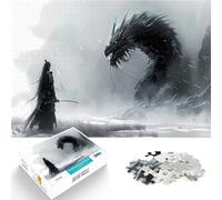 Puzzle 1000 pezzi per adolescenti Drago contro Samurai Antistress Vacanza in patria Uccidere il tempo Adatto per la decorazione del desktop 75x50cm