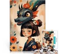 Puzzle 1000 pezzi per adolescenti Drago e ragazza in fiore Per il divertimento in famiglia con pezzi completamente interconnessi di forma casuale 52x38cm