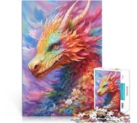 Puzzle 1000 pezzi per adolescenti Drago Fiore Arcobaleno Allena il tuo cervello e le tue mani Migliorare l'amore tra le coppie 75x50cm
