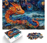 Puzzle 1000 pezzi per adolescenti Drago marino astratto Giocattolo educativo intellettuale decomprimente con poster abbinato e foglio di quiz 75x50cm