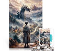 Puzzle 1000 pezzi per adolescenti Drago sulla Terra Mistica Allena il tuo cervello e le tue mani Lista dei desideri con Babbo Natale 75x50cm