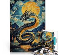 Puzzle 1000 Pezzi per adolescenti Dragon Under Full Moon Schwierig und herausfordernd Tolles Geschenk für Spiele38x26cm