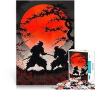 Puzzle 1000 pezzi per adolescenti Duello di Samurai con la Luna Rossa Giochi divertenti Attività divertenti a casa, regali di compleanno, regali di viaggio, 38x26cm