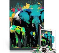 Puzzle 1000 pezzi per adolescenti Elefante colorato Giocattolo educativo intellettuale decomprimente Migliorare l'amore tra le coppie 38x26cm