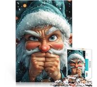 Puzzle 1000 pezzi per adolescenti Elfo di Natale arrabbiato divertente Gioco pratico Ogni pezzo è unico - Gioco divertente e stimolante per tutta la famiglia 26x38cm