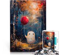 Puzzle 1000 pezzi per adolescenti Fantasma con foresta di palloncini Gioco rompicapo Ogni pezzo è unico - Gioco divertente e stimolante per tutta la famiglia 38x26cm