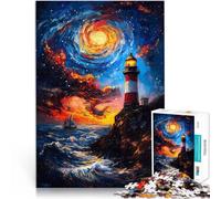 Puzzle 1000 pezzi per adolescenti Faro sotto il cielo stellato Per il divertimento in famiglia Migliorare l'amore tra le coppie 38x26cm