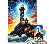 Puzzle 1000 pezzi per adolescenti Faro su una costa rocciosa Gioco intellettuale giocattolo Collezione di artisti, Belle arti 75x50cm