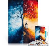 Puzzle 1000 pezzi per adolescenti Faro tra le stagioni Difficile da completare ma divertente e umoristico Decorazione della casa 38x26cm