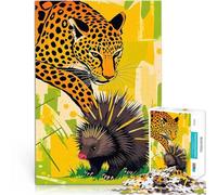 Puzzle 1000 pezzi per adolescenti Fauna selvatica di leopardi e istrici Giocattoli da gioco Attività divertenti a casa, regali di compleanno, regali di viaggio, 26x38cm
