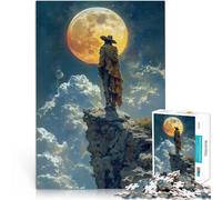 Puzzle 1000 pezzi per adolescenti Figura solitaria sotto la luna gigante Difficile Duro Attività divertenti a casa, regali di compleanno, regali di viaggio, 38x26cm