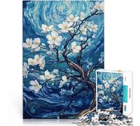 Puzzle 1000 pezzi per adolescenti Fiori bianchi contro il cielo azzurro Gioco intellettuale è ideale come regalo per tutta la famiglia 38x26cm