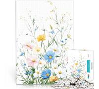 Puzzle 1000 pezzi per adolescenti Fiori di campo ad acquerello Gioco di famiglia antistress sfida difficile Migliorare la memoria 52x38cm