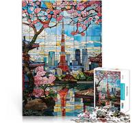 Puzzle 1000 pezzi per adolescenti Fiori di ciliegio di Tokyo Riduzione dello stress interessante Lista dei desideri con Babbo Natale 75x50cm