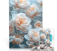 Puzzle 1000 pezzi per adolescenti Fiori di peonia vintage Giocattolo educativo per l'apprendimento con poster abbinato e foglio di quiz 52x38cm
