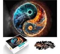 Puzzle 1000 pezzi per adolescenti Fuoco e ghiaccio Yin Yang Sfida di gioco educativo giocattolo perché è ideale come regalo per tutta la famiglia 52x38cm