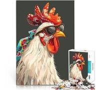 Puzzle 1000 pezzi per adolescenti Gallo fantastico con occhiali da sole Gioco intellettuale Adatto per la decorazione del desktop 52x38cm