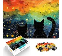 Puzzle 1000 pezzi per adolescenti Gatti e cielo colorato Difficile da completare ma divertente e umoristico Regalo per i compleanni 38x26cm