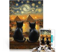 Puzzle 1000 pezzi per adolescenti Gatti e piramidi Antistress Vacanza in patria Uccidere il tempo Gioco educativo per compleanno e Natale 38x26cm